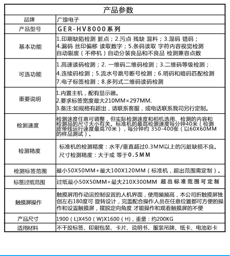 吊牌检测设备配置